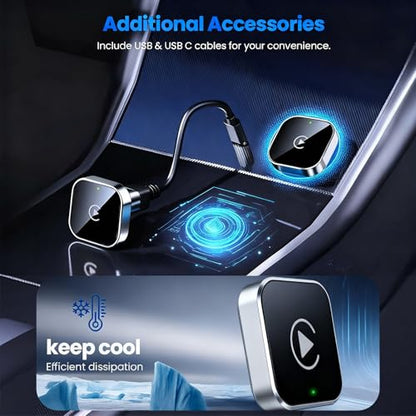 Wireless CarPlay Adapter for Apple iPhone & Android, 2-in-1