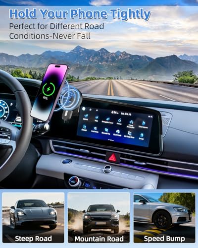PZK Car Phone Mount for Hyundai Elantra 2021-2026 8-Inch/10.25-Inch Screen - color: Magsafe+ Wireless Charger, size: No Extension Rod