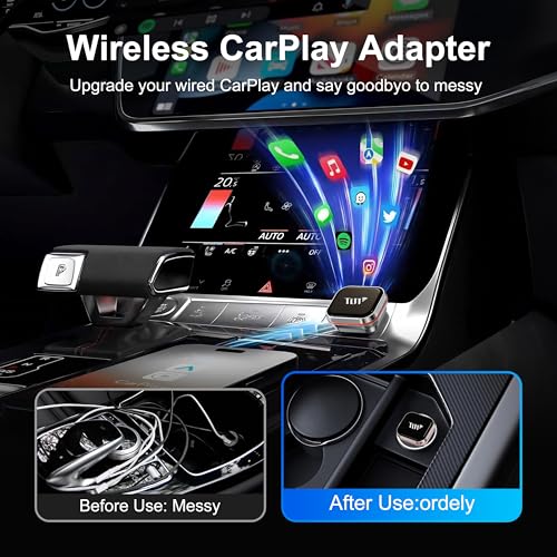 Mini Wireless Carplay Adapter for iPhone, 2-in-1 CarPlay & Android Auto Wireless Adapter for Car(2015+) with Wired CarPlay, USB-A/C Plug & Play, Fast Auto-Connect for iPhone iOS 10+ Android 11+ - color: Silver