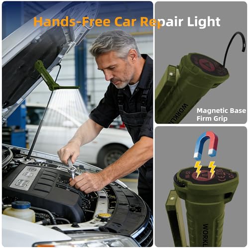 LED Work Light Rechargeable Flashlight, Tool Gifts for Fathers Day Dad - color: Green