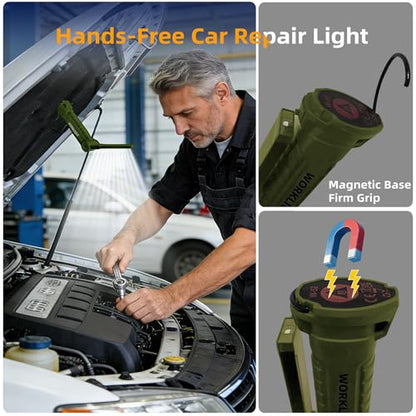 LED Work Light Rechargeable Flashlight, Tool Gifts for Fathers Day Dad - color: Green