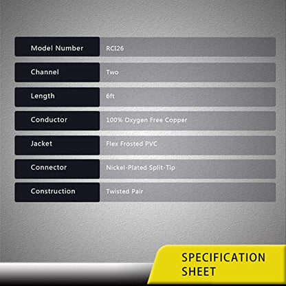 RECOIL RCI-26 6ft 2-Channel RCA Audio Cable Twisted Pair Noise Reduction - style: 6ft 2-Channel RCA