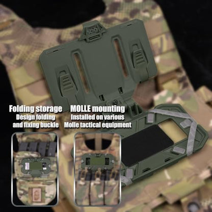 Zhongren Tactical Plate Carrier Vest Attachments Universal Phone Chest Mount for Screen Size 4.7"-6.7" Molle Foldable Navigation Phone Holder Board - color: Green