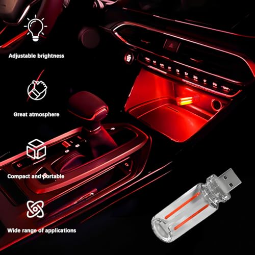 Car Retro Atmosphere Light, Mini Plug-in Touch Control USB Vehicle Glass Bottle LED Night Light, Portable Automotive Interior Ambient Lamp, Universal for Truck SUV Sedan (Red) - color: Red