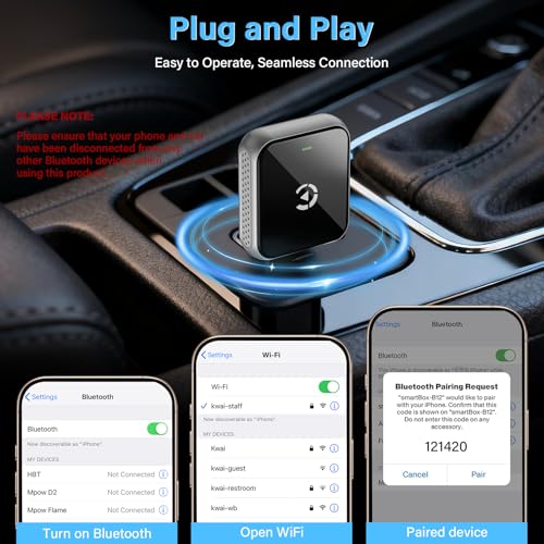 Mini Wireless CarPlay Adapter, 2026 Upgraded Carplay Connect, Wireless and Bluetooth Adaptor, Plug&Play, No Delay & Stable Connection, for iOS 10+