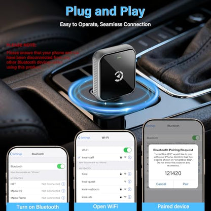 Mini Wireless CarPlay Adapter, 2026 Upgraded Carplay Connect, Wireless and Bluetooth Adaptor, Plug&Play, No Delay & Stable Connection, for iOS 10+