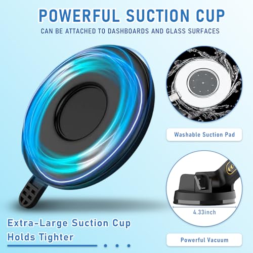 WUITIN Truck Phone Holder Mount,Car Phone Holder,Dashboard Windshield Phone Holder 16.9 inch Long Arm,Super Suction Cup Compatible with Pickup Truck,Commercial Truck and All Phone,Black