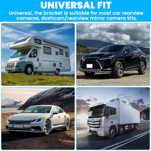 2pcs Rear Camera Holder, Universal Self Adhesive Dash Cam Bracket, 180° Adjustment Rearview Camera Bracket Rear Windshield for SUV, Truck, RV, Auto(Color:Black)