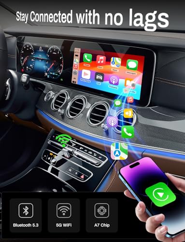 2026 Wireless CarPlay Adapter Support Apple CarPlay & Android Auto, 2-in-1 USB A & USB C Mini Bluetooth Dongle Convert Wired to Wireless Compatible with iPhone & Android