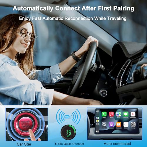 Wireless CarPlay Adapter for Apple - Convert Wired to Wireless, Plug & Play Dongle for iPhone & Factory Wired Cars - Fit Cars from 2016 and iOS 10+ - style: square