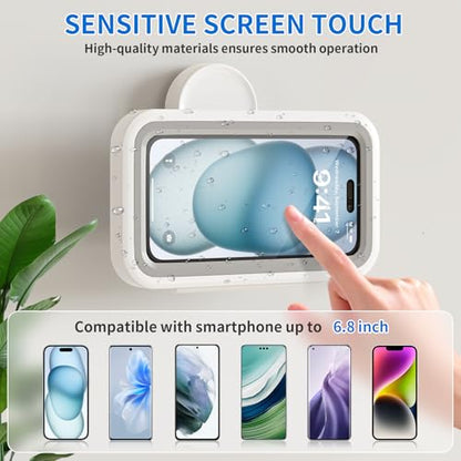 Shower Phone Holder Suction Waterproof-480 Rotation, High Sensitivity Suction Cup Mount for Easy Movement, Phone Stand Case Mount for Bathtub Kitchen Mirror Suitable for All 4-7 inch Phones.