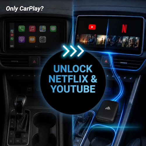 AutoSky AI Box Lite Air – Wireless Adapter for Factory CarPlay – Stream Personal Media & Online Apps via Phone Hotspot – Fast Plug & Play Performance – Works with Authorized Accounts