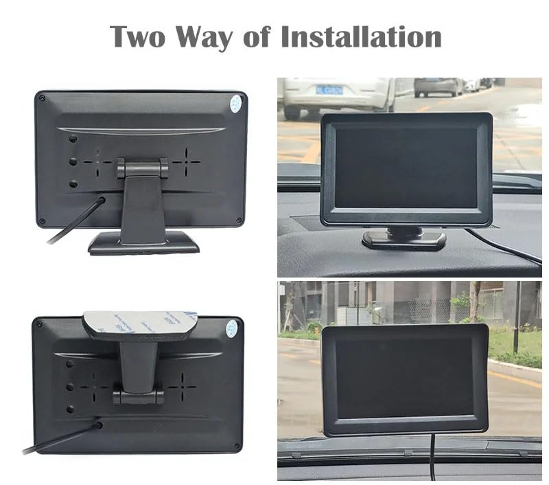 4.3 Inch TFT LCD Car Monitor Vehicle Rear View Reverse Backup Car LED Camera Video Parking System for Cars,Trucks,Pickups,Suvs, Easy Install, VS-S4301