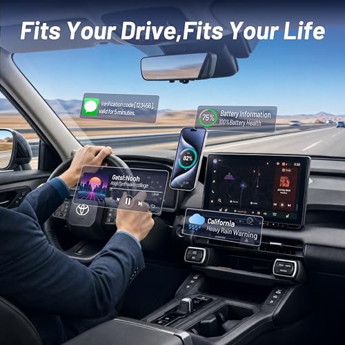 Phone Holder for Toyota RAV4 (2026, 10.5" Screen), MagSafe Car Mount Charger, 15W Wireless Charging, Car Adapter Included, Magnetic Screen Phone Mount, 360° & Hands-Free, RAV 4 Interior Accessories - size: Toyota RAV4 | 2026 (10.5" Screen)