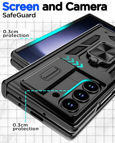 AICase for Samsung Galaxy Z Fold 6 Case [Heavy Duty Protective][Camera Lens Cover][Hinge Protection][360°Ring Magnetic Kickstand] Rugged Shockproof 360 Full Protective Phone Cover for ZFold 6 2024_5 - color: Black+Magnetic stand
