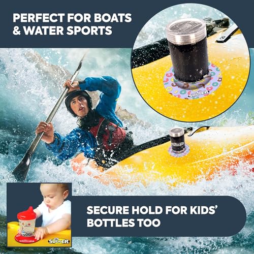 Lil Sucker Suction Cup Holder – Universal Drink Holder for Paddle Board, Kayak, ATV & Boat – Clip-On Coffee Anti-Spill - Donut Pack of 2 - color: Donut