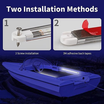 RVZONE Marine LED Boat Strip Lights, White 4‑Pack IP67 Interior Lighting - color: White/11.8 inch/4 Pcs