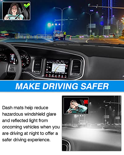CARTIST Dash Cover Custom Fit for Dodge Charger 2011-2023 Accessories Dashboard Cover Mat Non-Slip Pad Carpet Anti-Glare - color: 57.48*22.05(Dodge Charger 11-23)
