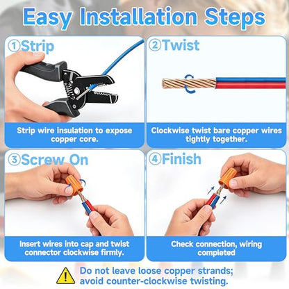 300Pcs Heat Shrink Butt Connectors & Wire Nuts Assortment Kit - Waterproof Electrical Crimp Wire Connectors, Insulated Butt Splice Terminals & Twist-On Wire Caps for Automotive Marine Wiring