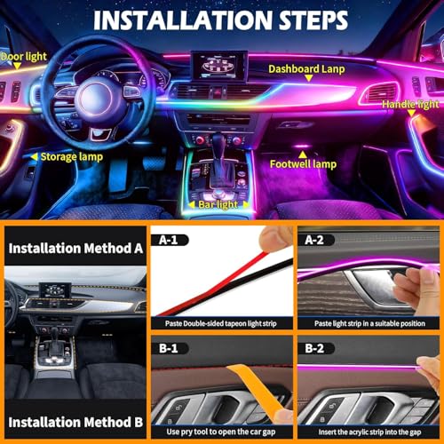 Smart Acrylic LED Car Interior Lights, 10-in-1 Fiber Optic Ambient Kit - size: Car Ambient Lighting Kit (10 in 1)