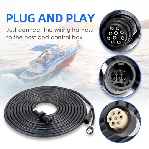 Main Wiring Harness 26ft/8m for Yamaha Outboard Motor 704 Remote Control, 10pin Fits OEM 61A-8258A-00 6K1-8258A-40 - size: 26ft/8m for 704