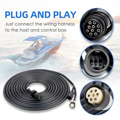 Main Wiring Harness 26ft/8m for Yamaha Outboard Motor 704 Remote Control, 10pin Fits OEM 61A-8258A-00 6K1-8258A-40 - size: 26ft/8m for 704