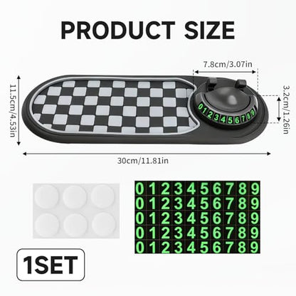 Multifunction Car Anti Slip Mat, Dashboard Phone Holder with Temporary Parking Number, Strong Grip Silicone Pad Organizer for Phones, Sunglasses, Keys and Interior Accessories