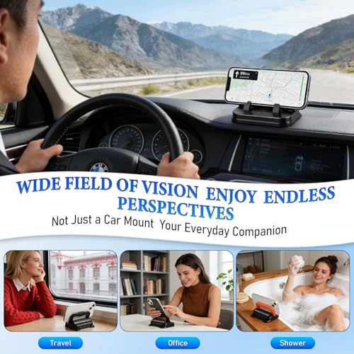Car Phone Holder 360 Degree Rotation,Suction Cup Fixed Non-Slip Mobile Phone Holder Suitable (Black) - color: Black