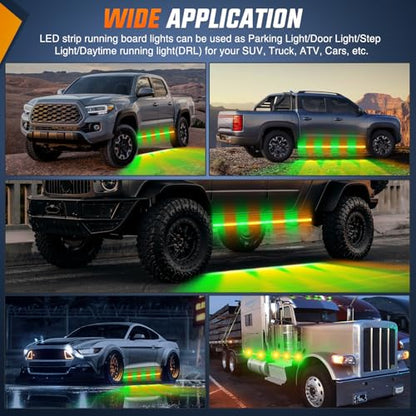 Nilight 2PCS 70 Inch Running Board LED Lights Strip Amber Green for Truck - color: Amber Green