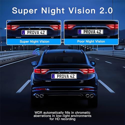4 Channel Dash Cam 360° View, TOPGOOSE 2K FHD Front and Rear Inside, Left Right Dash Camera for Cars, 5G WiFi & APP Control, with 64GB SD Card, G-Sensor, 8 IR Lamps Night Vision (3.17 inches) - size: 3.17 inches