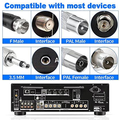 Bingfu Strong Magnetic Base FM Radio Antenna Telecopic for Pioneer Onkyo Yamaha Marantz Sherwood Indoor Digital HD FM Radio Bluetooth Home Stereo Receiver AV Audio Video Home Theater Tuner
