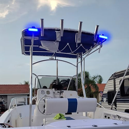Nilight Marine LED Pods Navigation Lights 2PCS 72W Blue Beam Flood Beam Ponton Boat Deck Dock Lighting for Night Fishing T-top Stern Yacht Kayak Port Sailboat Trucks Tractors - color: Blue Lights White House 72W