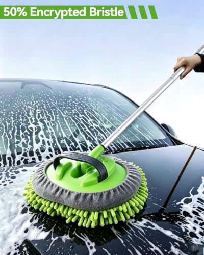 62’’ Car Wash Brush Kit with 2 Replacement Head Covers, Microfiber Car Washing Kit with Long Handle, Car Wash Mop for Cars RV Truck Exterior - color: Car Wash Mop 3PCS