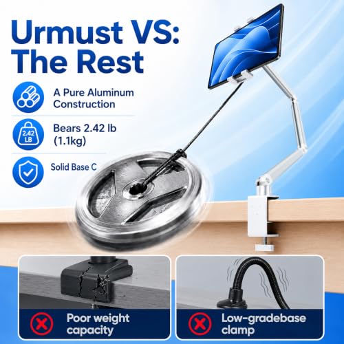 Urmust Portable Monitor Stand up to 18.5", iPad Stand for Desk, Silver - size: 3 Arm Pro-Up to 18.5" Silver
