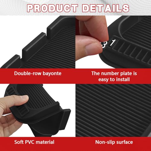 Car Dashboard Anti-Slip Mat Cell Phone Holder, Double-Groove Sticky Gel Pad with Number Plate, Multifunctional Car Dash Storage Mat for Navigation Smartphone Sunglass Keys (Black) - color: Black