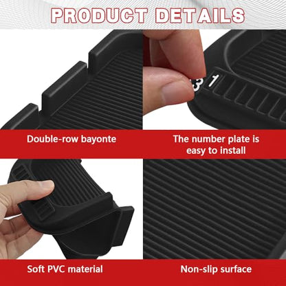 Car Dashboard Anti-Slip Mat Cell Phone Holder, Double-Groove Sticky Gel Pad with Number Plate, Multifunctional Car Dash Storage Mat for Navigation Smartphone Sunglass Keys (Black) - color: Black