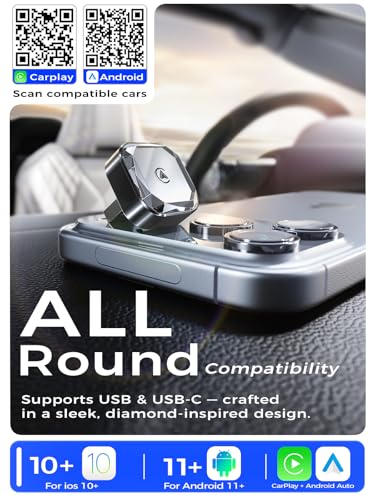 Wireless CarPlay Adapter & Wireless Android Auto Adapter, 2 in 1 Car Dongle