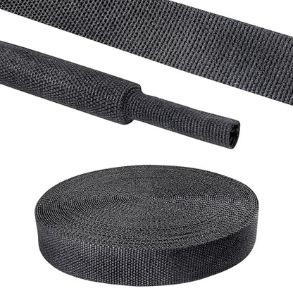 2 in 1 Heat Shrink Braided Sleeving Fabric Tubing 1/2"-14FT - size: 1/2"(12mm), style: 14FT