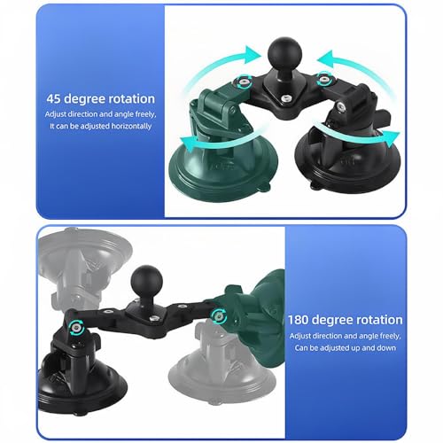 Dual Suction Cup Mount Base with 1-Inch Ball, Compatible with RAM Mounts B Size Double Socket Arms & 25mm Ball Systems - style: Dual Suction Cup