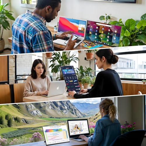 Teamgee 15.6" Laptop Screen Extender, Slim & Lightweight Portable Monitor for Laptop (Fits 13-17"), Full HD IPS, 360° Rotating Stand, USB-C Plug & Play, RGB Lighting, Thin Bezels - size: 15.6"