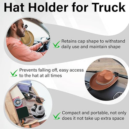 ecocstm 2 PCS Cowboy Hat Mounts for Car, Cowboy Hat Holder for Truck - color: Black+Gray