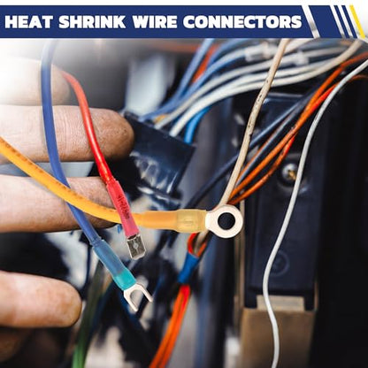 haisstronica 210PCS Heat Shrink Fork Terminals, 22-10 AWG, #8/#10, 3Colors - style: 210PCS Kit