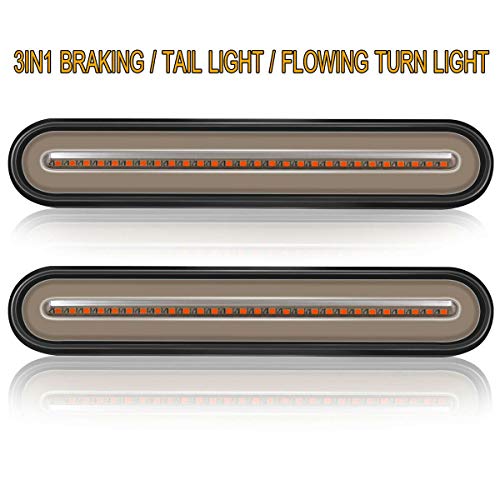 2 Pack 9" LED Trailer Tail Light Bar + Brake Stop +Turn Signal Lights Assembly Identification Red & Amber Sequential Strip Light Waterproof for Trailer Truck Pickup SUV RV 12V-24V - color: Standard