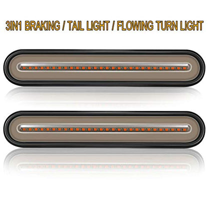 2 Pack 9" LED Trailer Tail Light Bar + Brake Stop +Turn Signal Lights Assembly Identification Red & Amber Sequential Strip Light Waterproof for Trailer Truck Pickup SUV RV 12V-24V - color: Standard