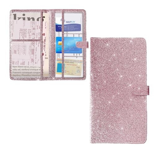 Ziciner Car Registration and Insurance Holder, Auto Card Document Glove Box Organizer with Magnetic Closure, Universal Vehicle Interior Accessories for Cars SUVs (Glitter Pink-Large) - color: Glitter Pink, size: L-9.4×5.1"