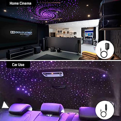 AMKI 16W Fiber Optic Lights,Starlight Headliner Light Kit APP/Remote Control Sound Activated Mode for Car&Home Decoration,Optical Fiber Cable Strands 0.75mm/0.03in 13.1ft/4m 550pcs - size: 550pcs*0.03in*13.1ft
