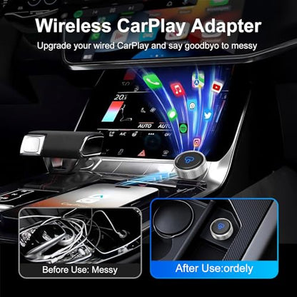Wireless CarPlay & Android Auto Adapter, WiFi 6 & Bluetooth, 5-Second Auto Connect, Stable Plug-and-Play Dongle for Cars with Factory Wired CarPlay, Compatible with iOS 10+ and Android 11+ - color: Silver