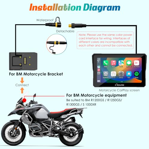 Carpuride W702B 7" for BMW R1200GS R1250GS S1000XR Motorcycle - size: 7 inch
