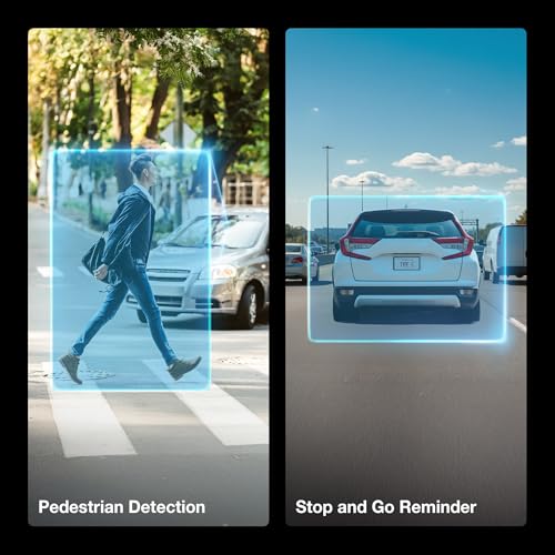 Type S T200 AI Driver Assistance Dash Cam Powered by ADAS, 1440p, Collision Alerts, Lane and Pedestrian Detection, Vehicle Departure Reminders, Front Rear 2 Channel Smart 24/7 Video Surveillance - style: 2K