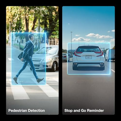 Type S T200 AI Driver Assistance Dash Cam Powered by ADAS, 1440p, Collision Alerts, Lane and Pedestrian Detection, Vehicle Departure Reminders, Front Rear 2 Channel Smart 24/7 Video Surveillance - style: 2K